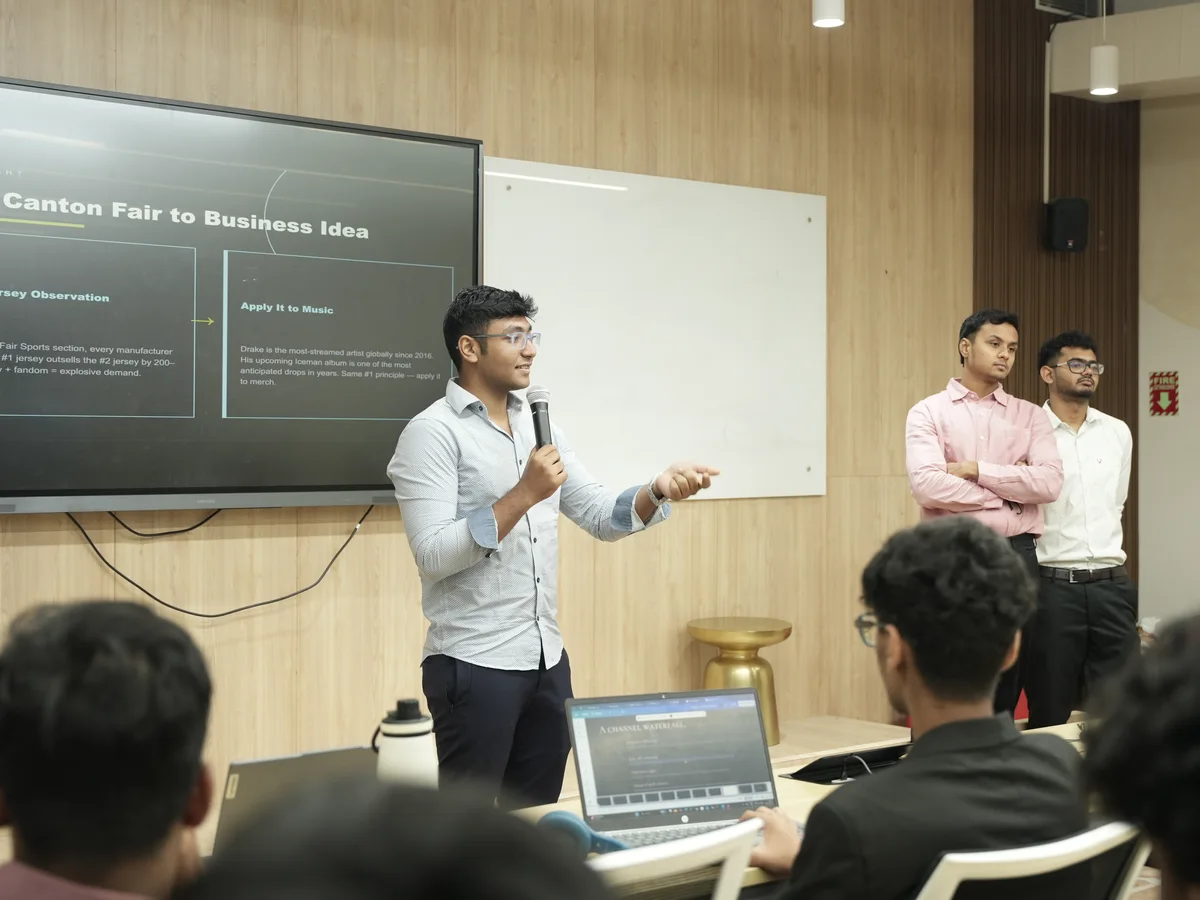 A participant presenting to an audience