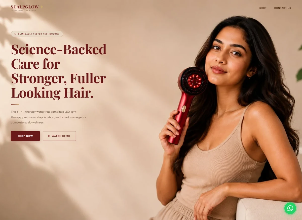 Scalp Glow homepage